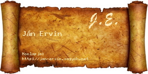 Ján Ervin névjegykártya