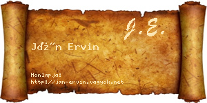 Ján Ervin névjegykártya